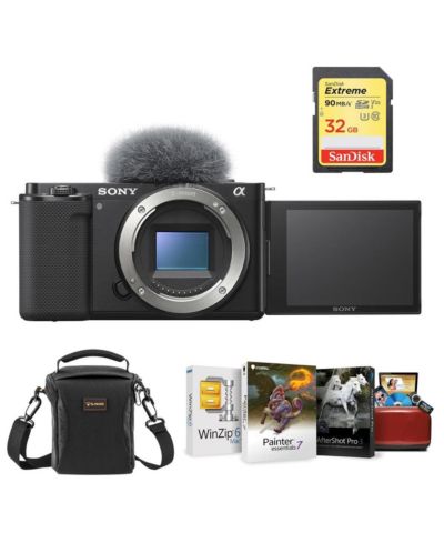 Sony ZV-E10 Mirrorless Camera (Black) with Mac Software  Accessories