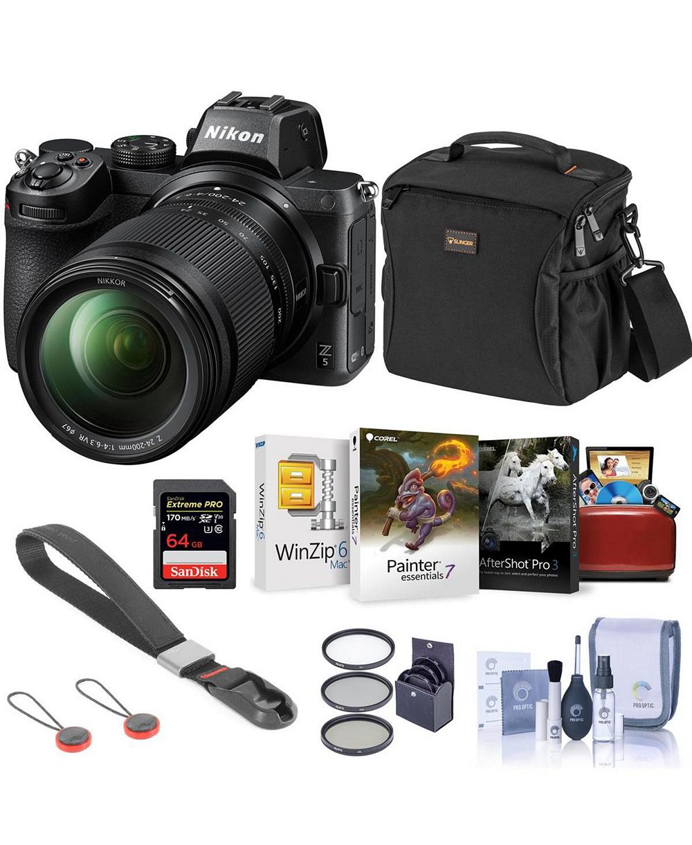 Nikon Z5 Mirrorless Camera  24-200mm Lens w/64GB Card Mac Software  Acc