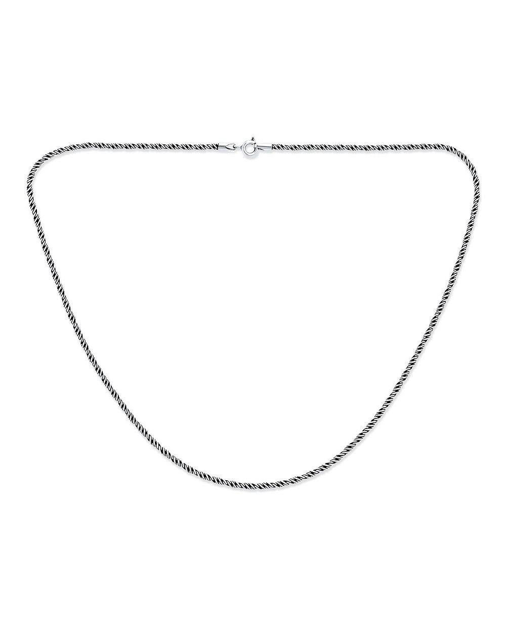 Оксидированное ожерелье Bling Jewelry из стерлингового серебра с балийской веревочной плетеной цепочкой, 20"