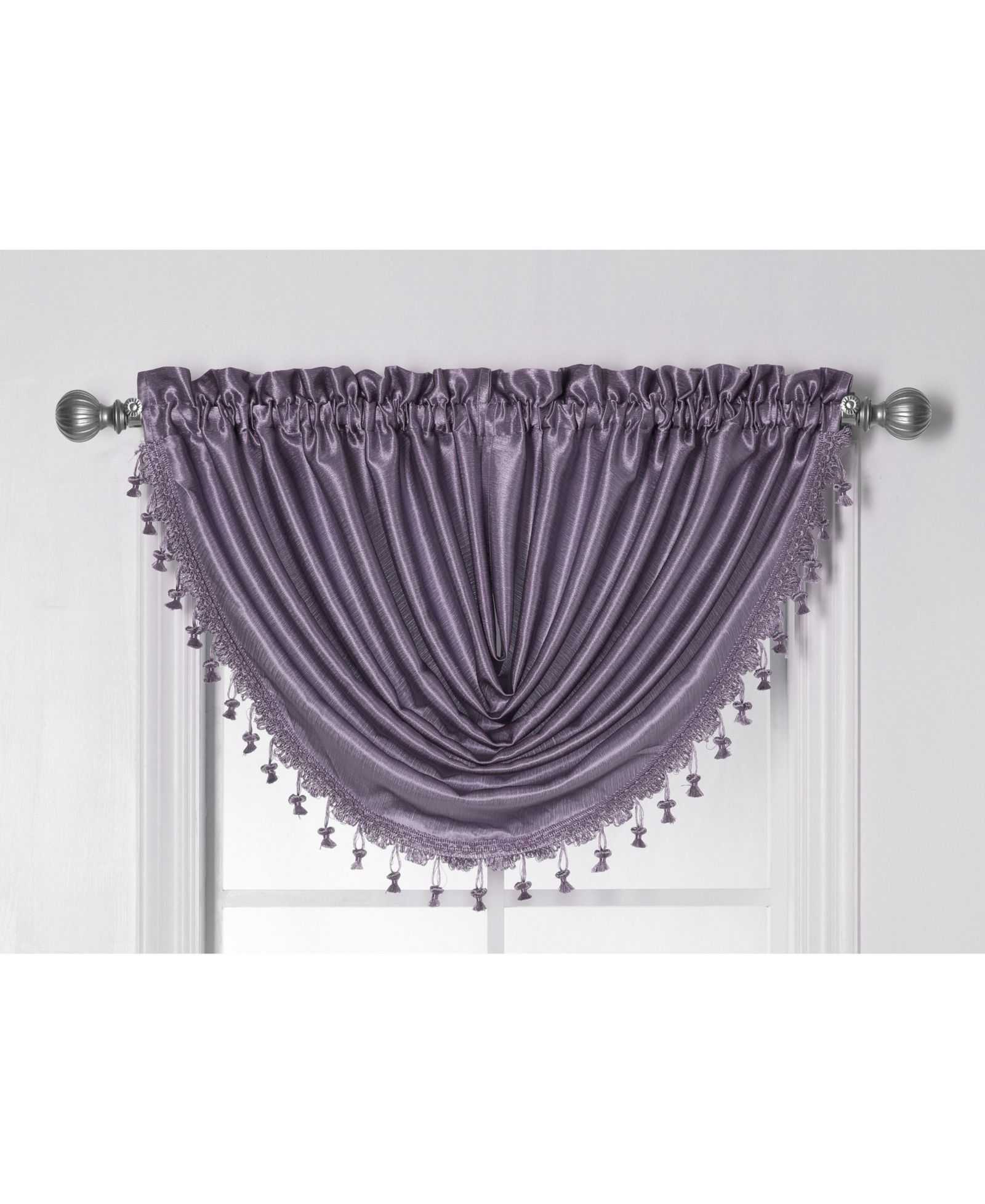 Занавеска Kate Aurora 1 Piece Hyatt Rod Pocket Tasseled Lilac Crinkle Sheer Waterfall Window Valance