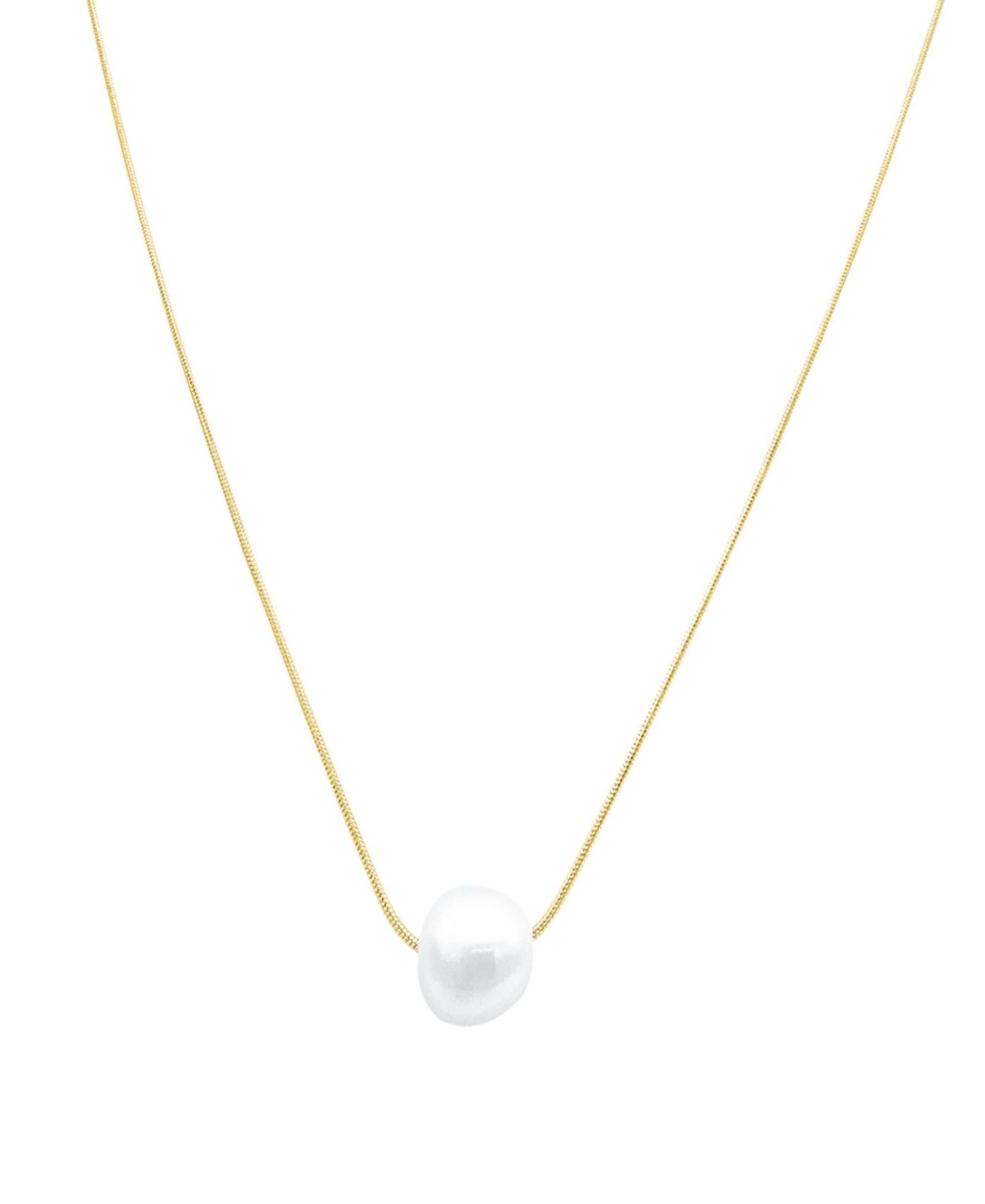 ADORNIA Tarnish Resistant Gold Freshwater Cultivated Pearl Chain Necklace