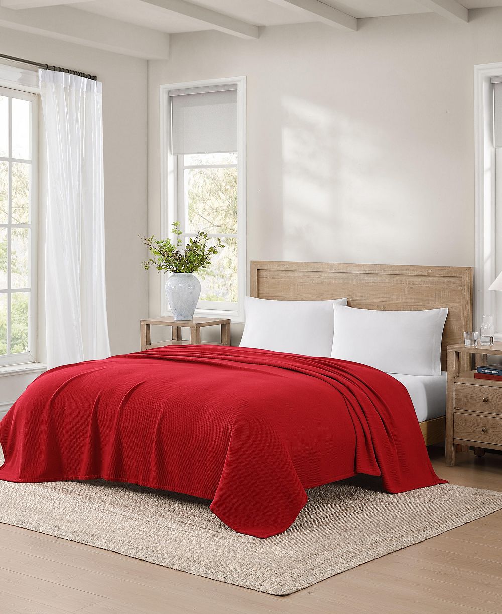 Tommy Hilfiger Solid Cotton Pique Blanket, King