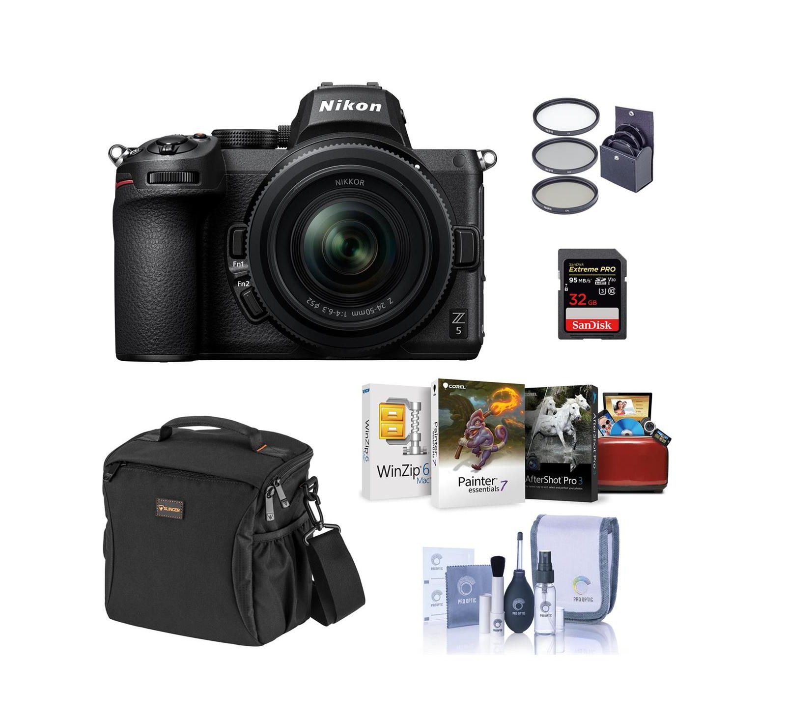 Зеркальная беззеркальная камера Nikon Z5 с объективом 24-50mm, комплект с SD Card 32GB, сумкой и ПО Corel Mac