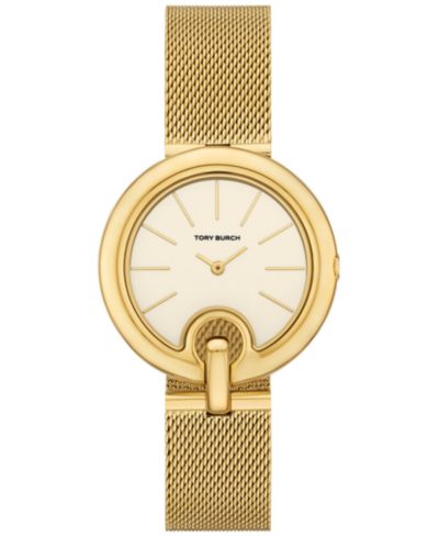 Tory Burch Women's The Pierced Gold-Tone Stainless Steel Mesh Bracelet Watch 36mm