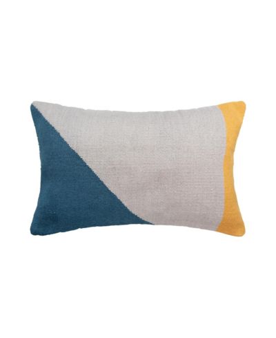 Rory Blue Sand and Gold Cotton Accent Pillow 14" x 22"
