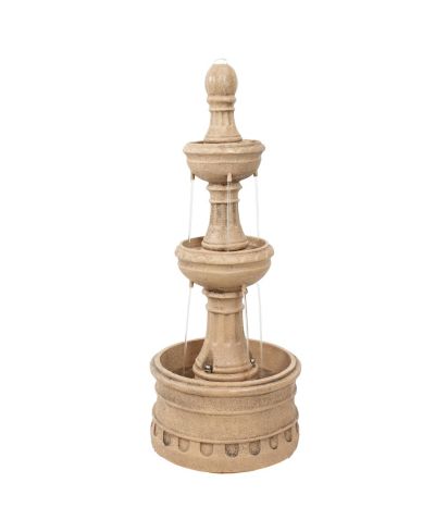 Outdoor Polyresin 3-Tier Electric Cyprus Water Fountain for the Patio, Garden, or Yard - 32"