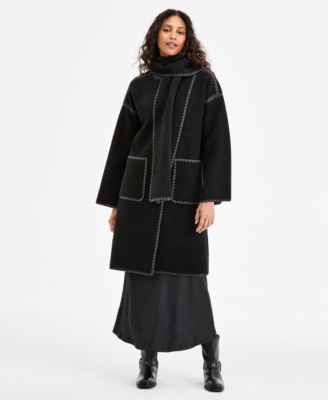 BCBGMAXAZRIA Женское пальто-шарф на пуговицах с отделкой Edge-Stitch