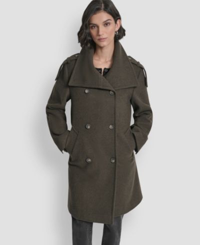 DKNY Женский Double-Breasted Funnel Neck Military Coat