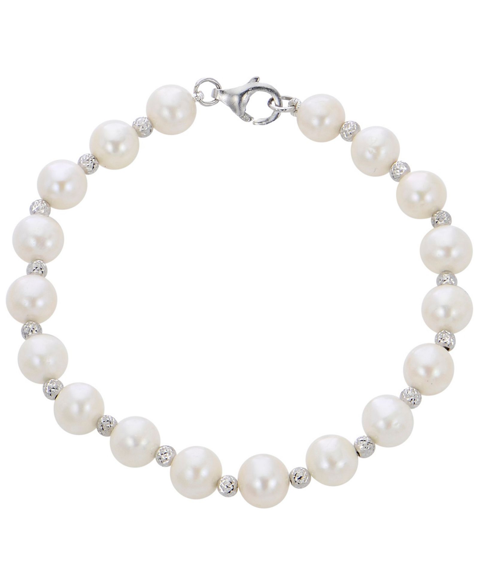 Браслет Macy's с культивированным речным жемчугом (7-8mm) и бусинами Brilliance из стерлингового серебра