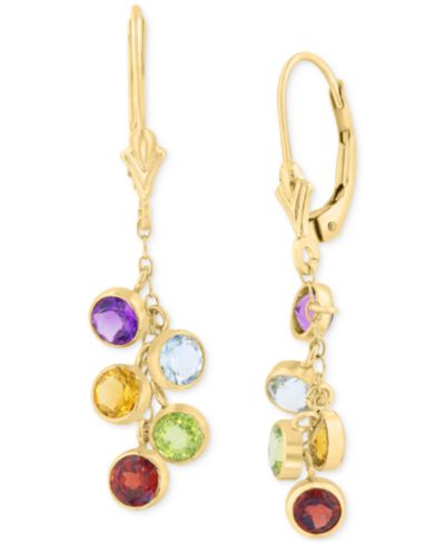 Серьги-подвески EFFY® с многоцветными драгоценными камнями в 14k Gold