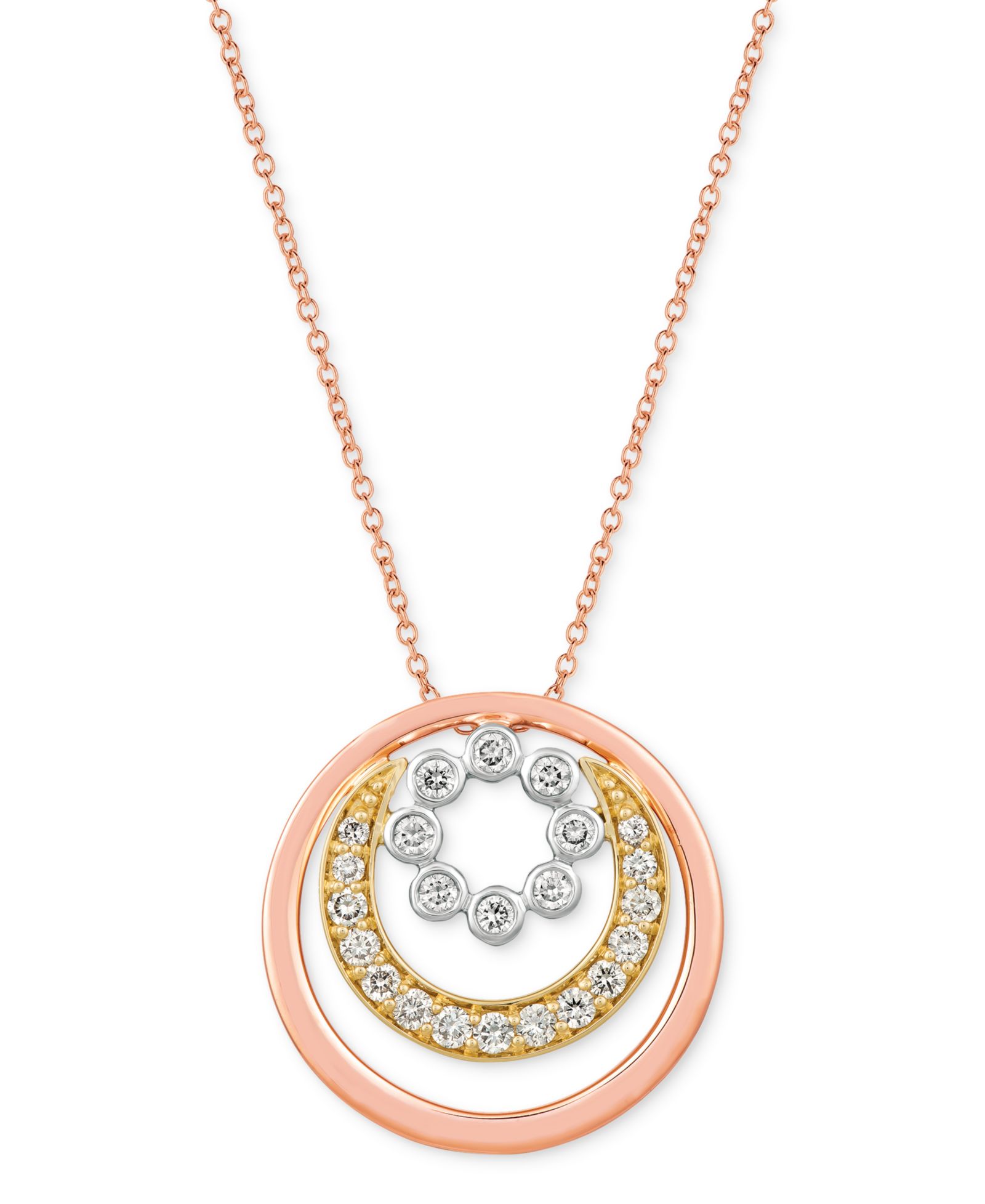 Подвеска Le Vian® Nude Diamond Graduated Circle в 14k Tricolor Gold, 20"