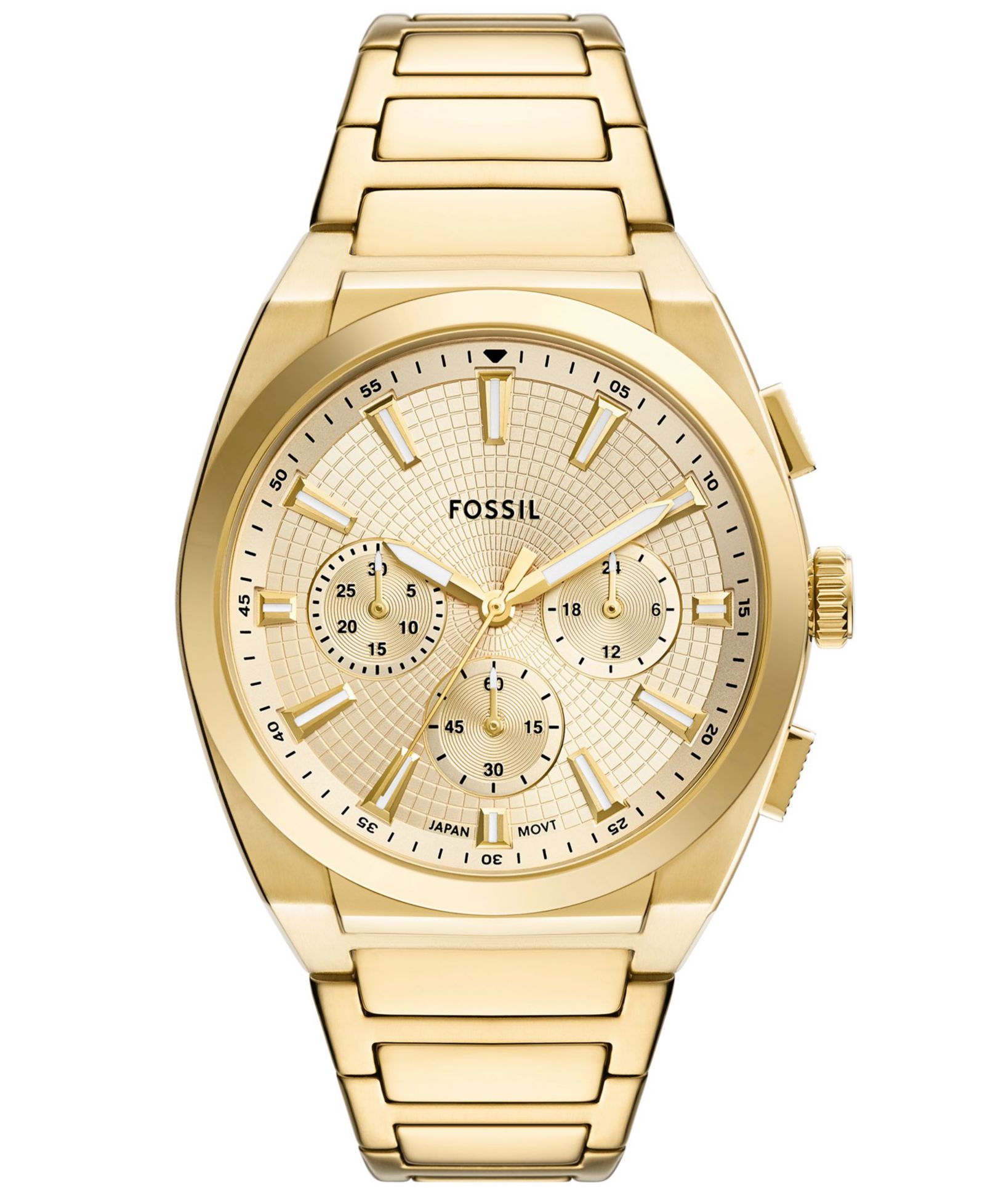Мужские часы Fossil Everett Chronograph Gold-Tone Stainless Steel 44mm