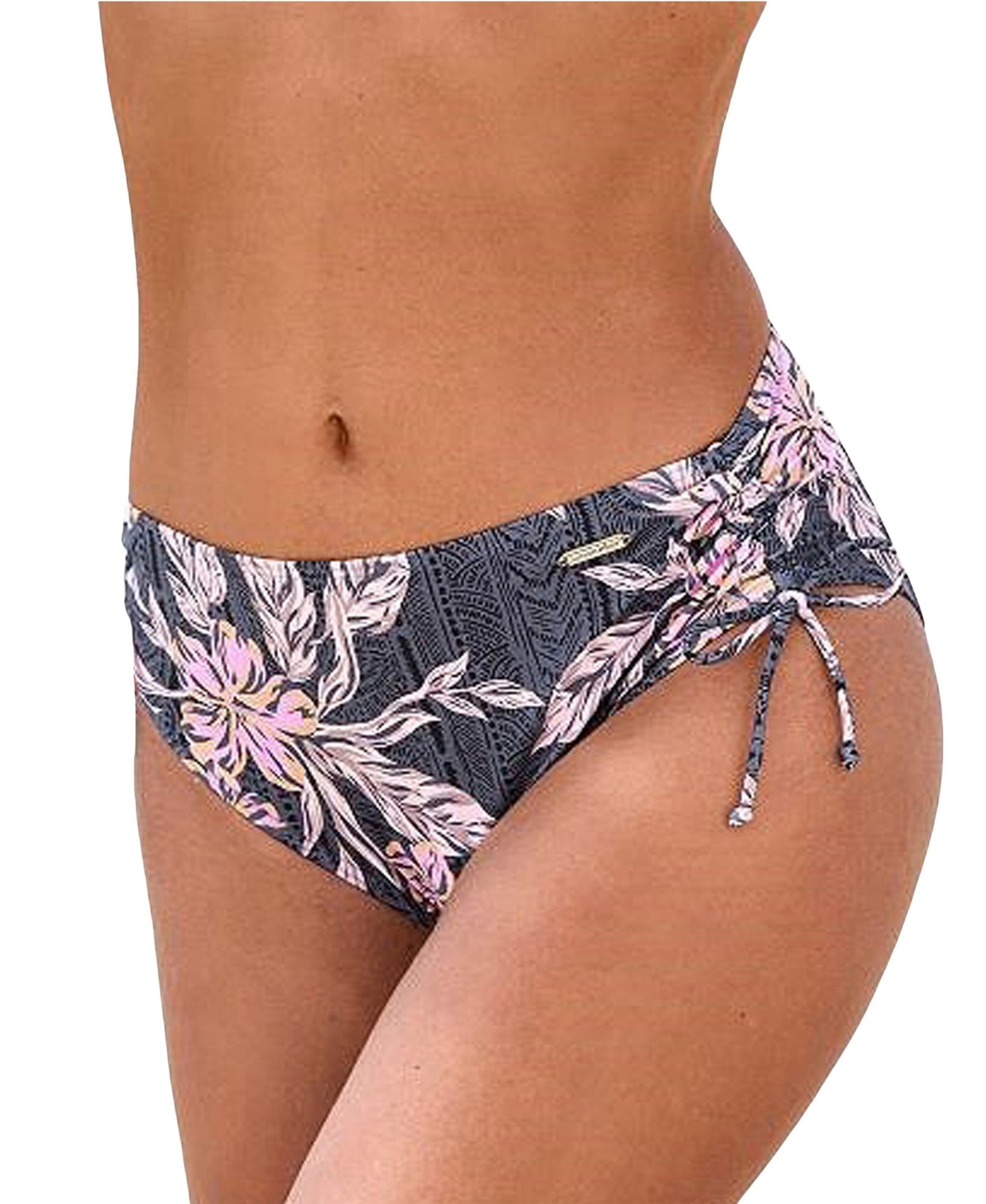 LASCANA Women's Floral Print Mix Mid Rise Bikini Mid-Rise Swim Bottom