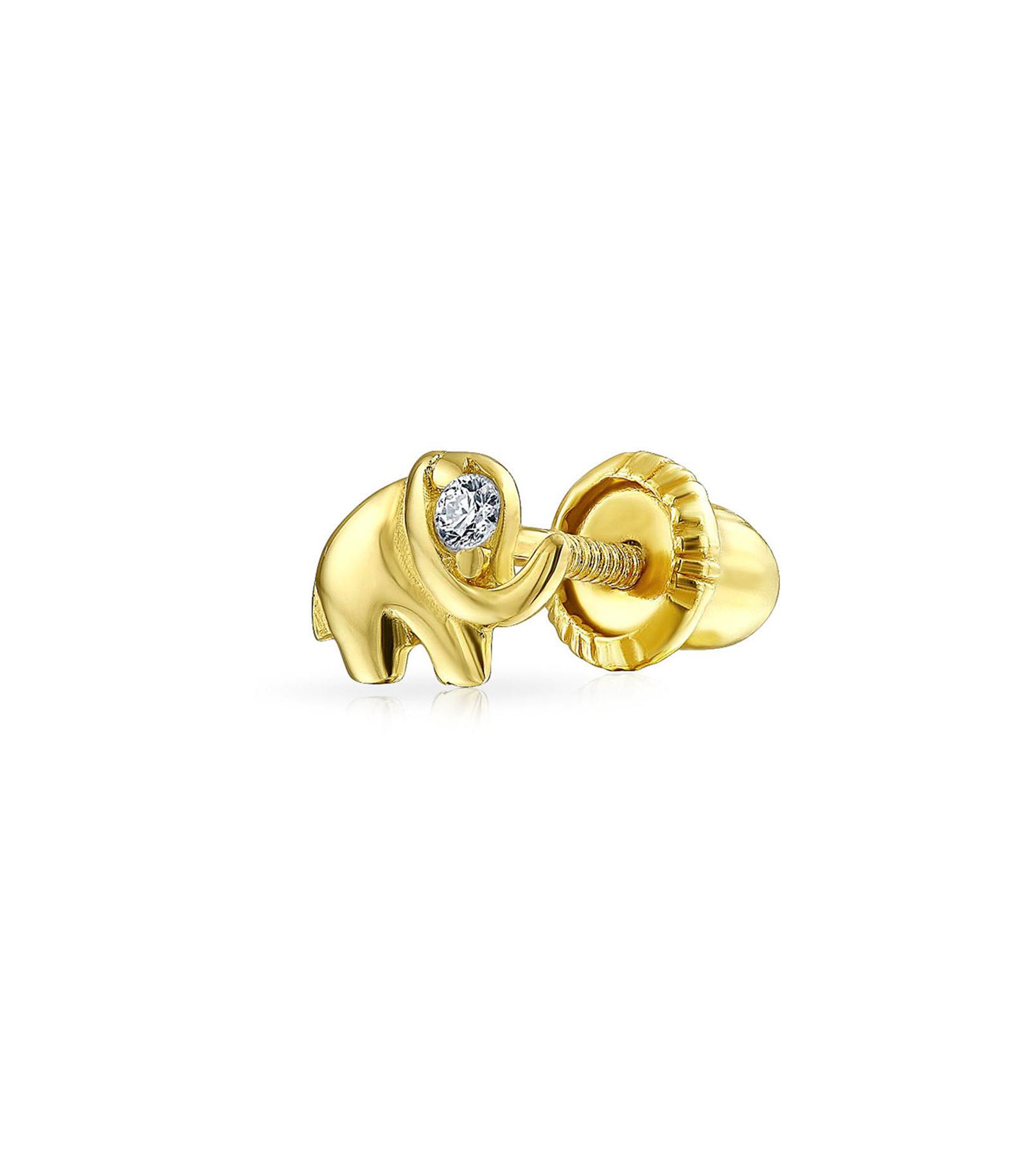 Серьга-гвоздик Bling Jewelry с маленьким CZ акцентом в виде слоника