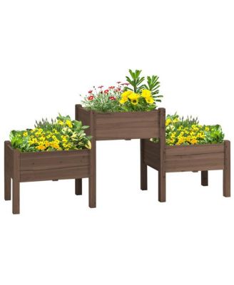 Durable Wooden Planter Box with Elevated Flower Shelf