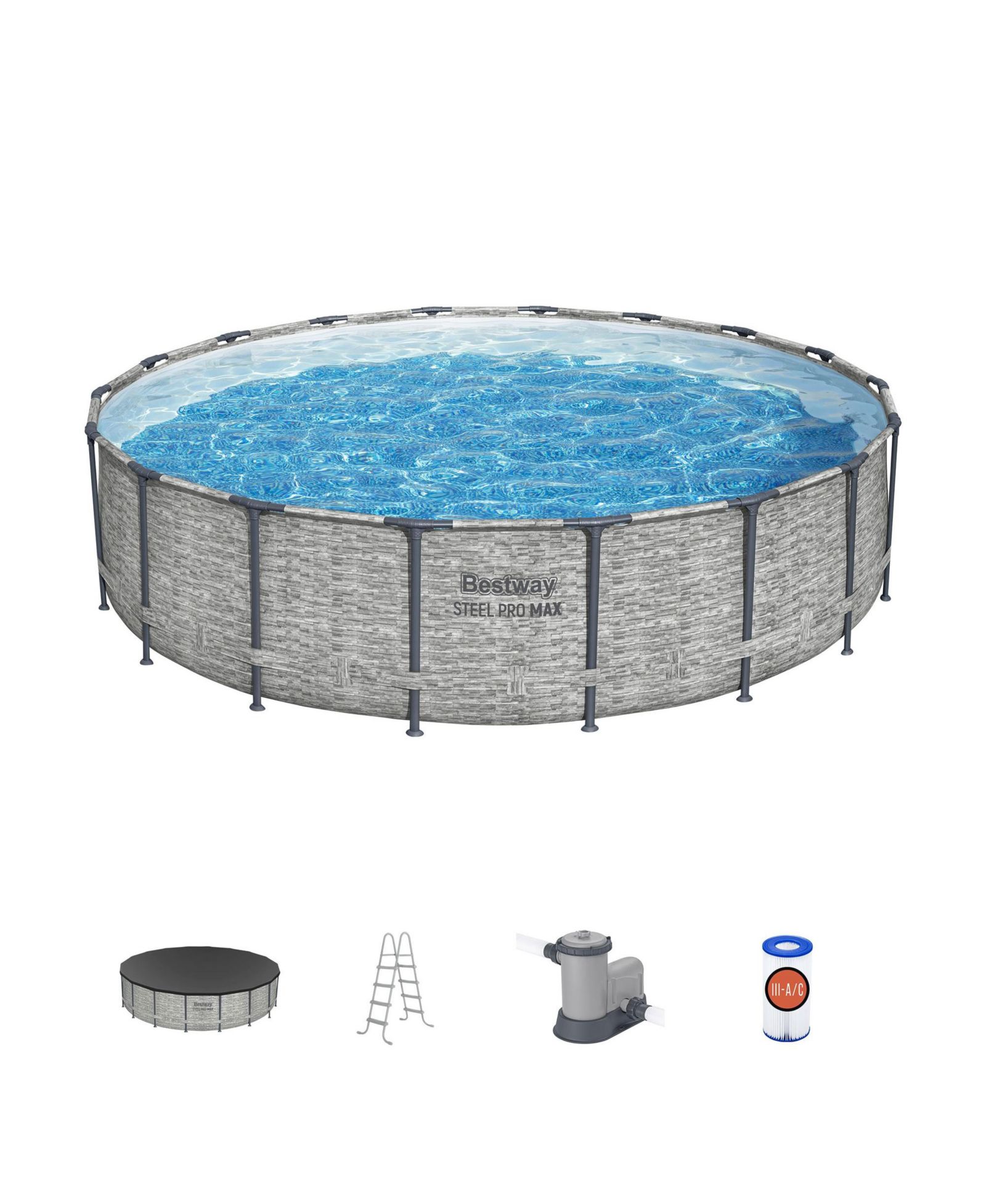 Bestway Steel Pro MAX 18'x48" Round Above Ground Swimming Pool with Pump and Cover