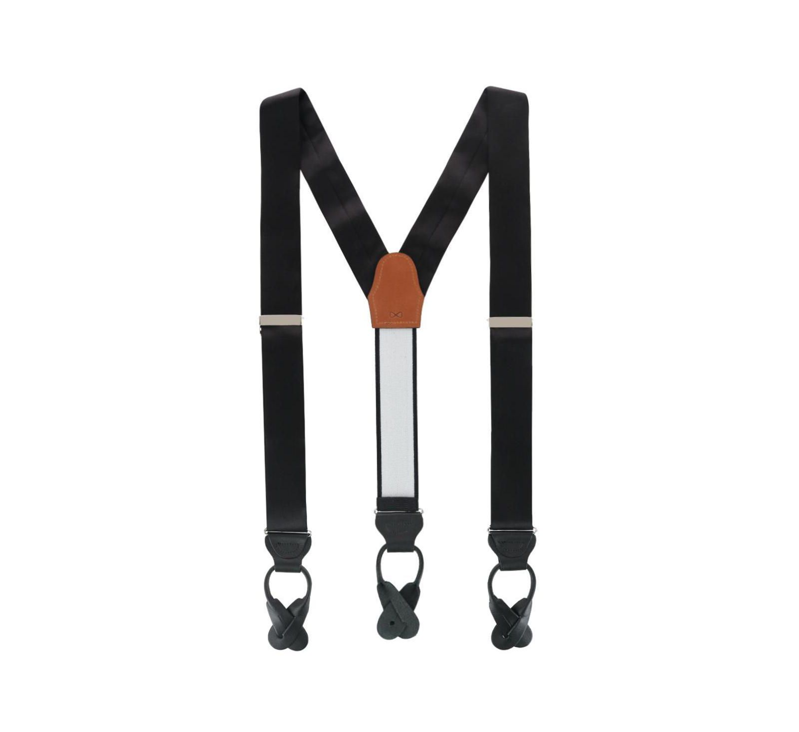 TRAFALGAR Men's Dutton Solid Colored Silk Button End Suspenders