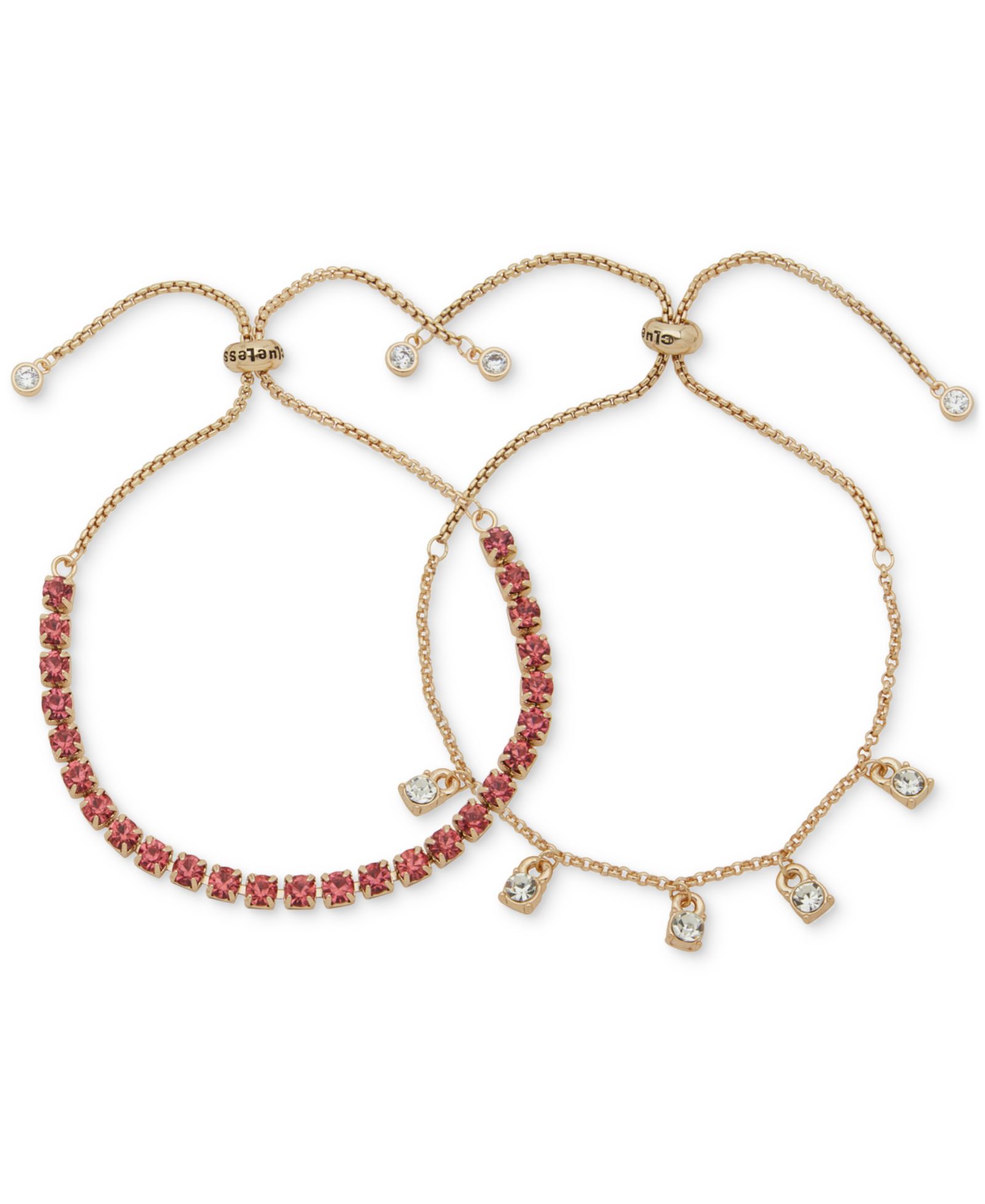 Clueless Gold-Tone 2-Pc. Set Mixed Color Crystal Slider Bracelets