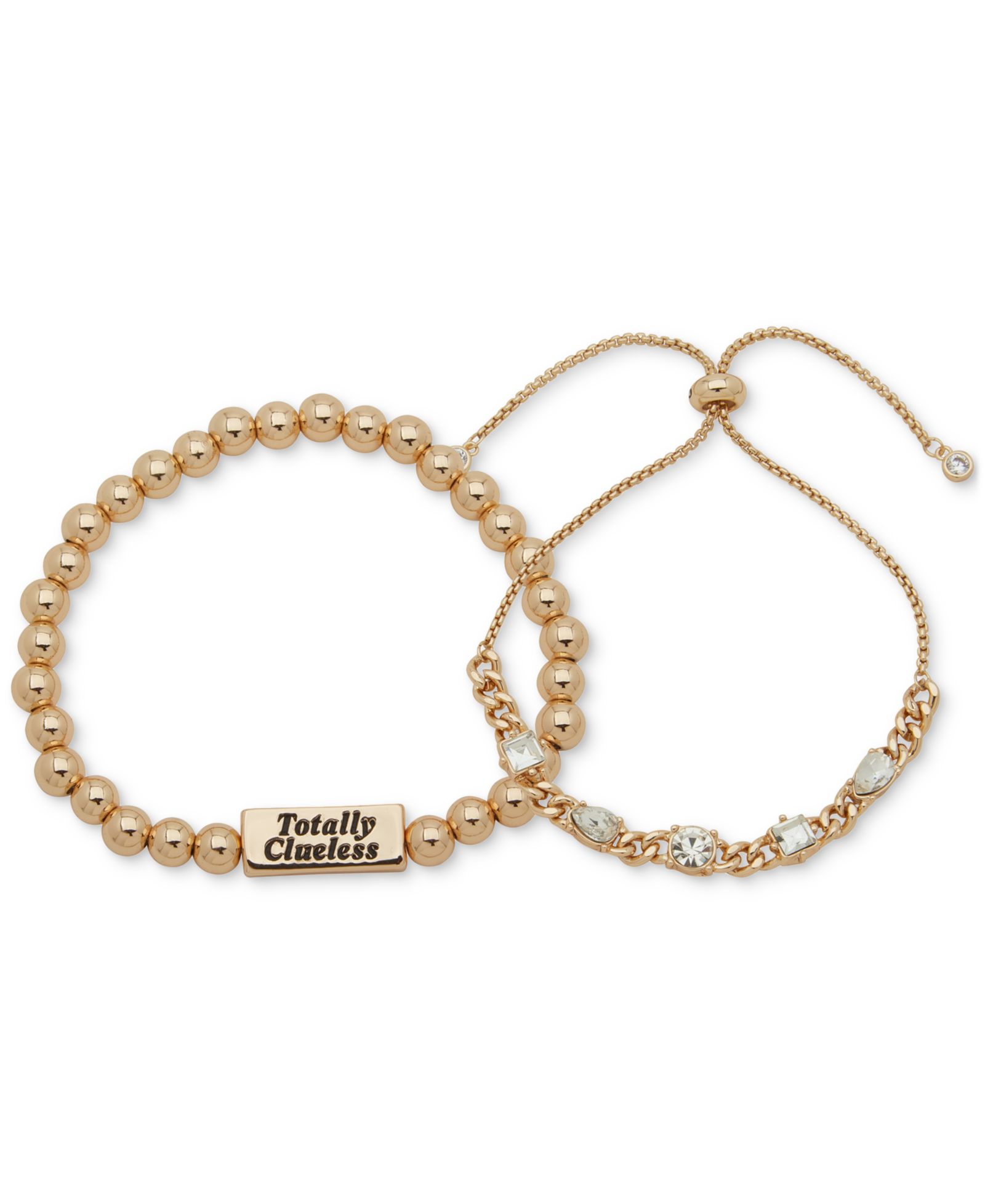 Набор из 2 браслетов Clueless Gold-Tone Crystal Slider и Beaded Stretch Bracelets