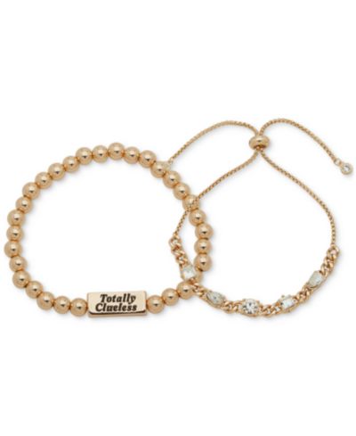 Набор из 2 браслетов Clueless Gold-Tone Crystal Slider и Beaded Stretch Bracelets