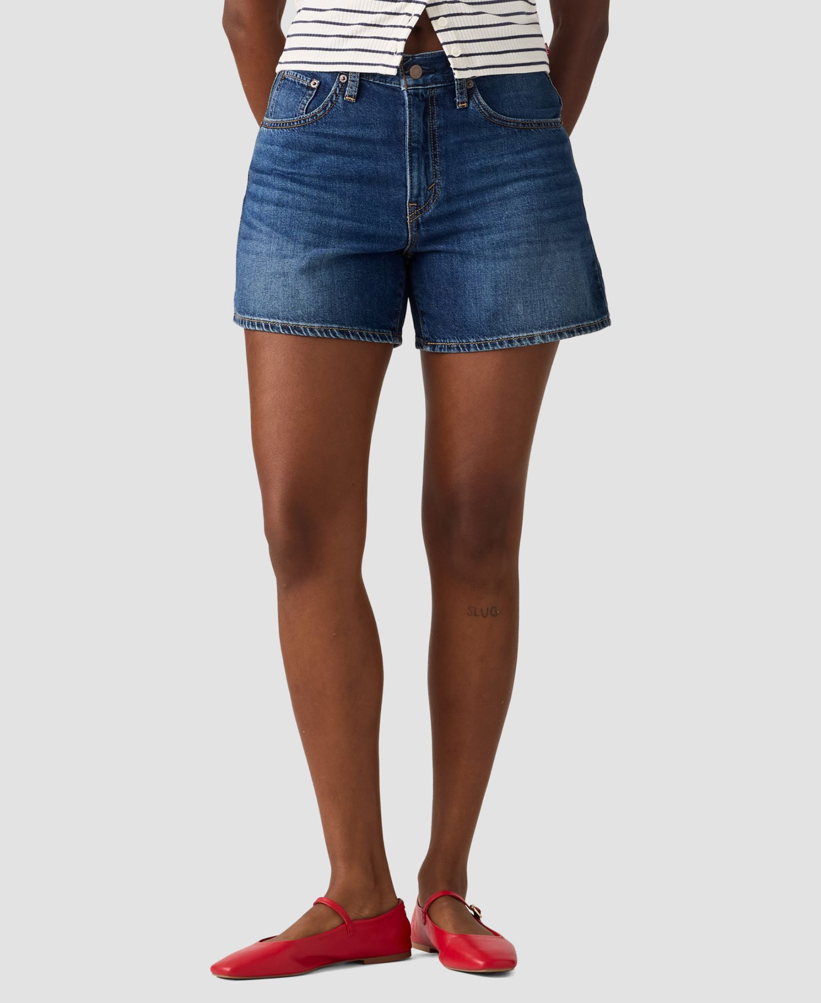 Levi's Женские джинсовые шорты из хлопка с завязками на талии