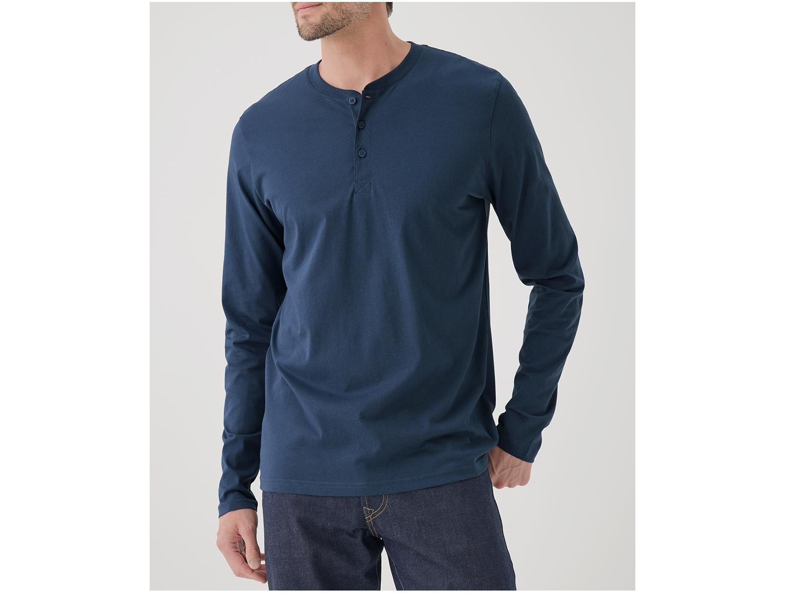 Pact Men's Organic Cotton Softspun Long Sleeve Henley