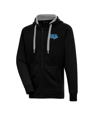 Antigua Men's Black Detroit Lions Victory Full-Zip Hoodie