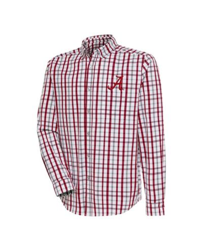 Мужская рубашка Antigua Crimson/Gray Alabama Crimson Tide с длинным рукавом