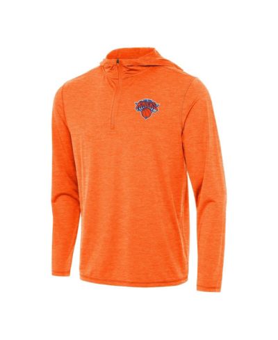 Мужское худи Antigua Heather Orange New York Knicks Tidy Quarter-Zip