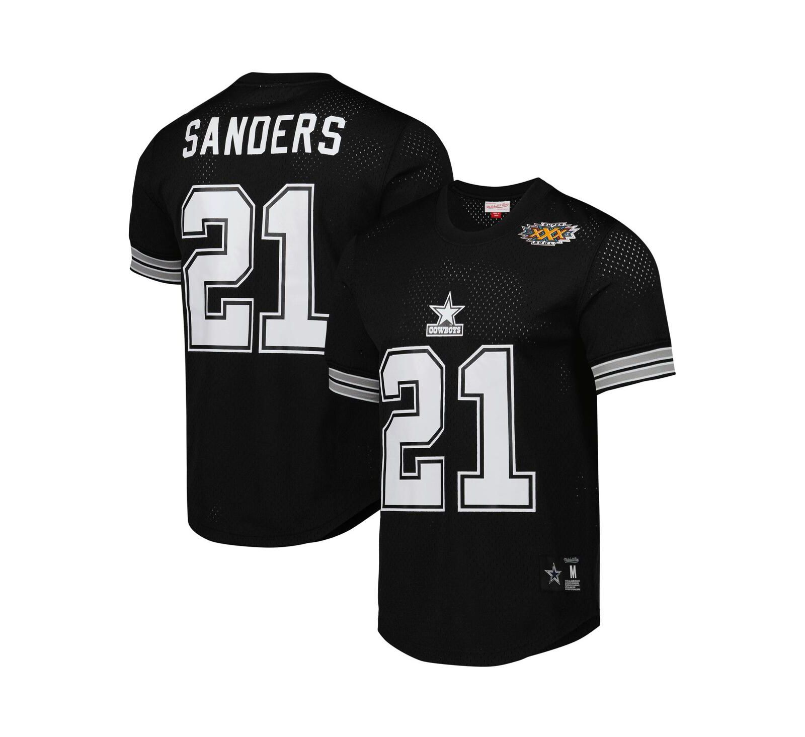 Mitchell & Ness Men's Deion Sanders Black Dallas Cowboys Retired Player Name & Number Mesh Top