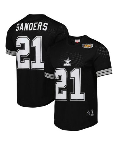 Mitchell & Ness Men's Deion Sanders Black Dallas Cowboys Retired Player Name & Number Mesh Top