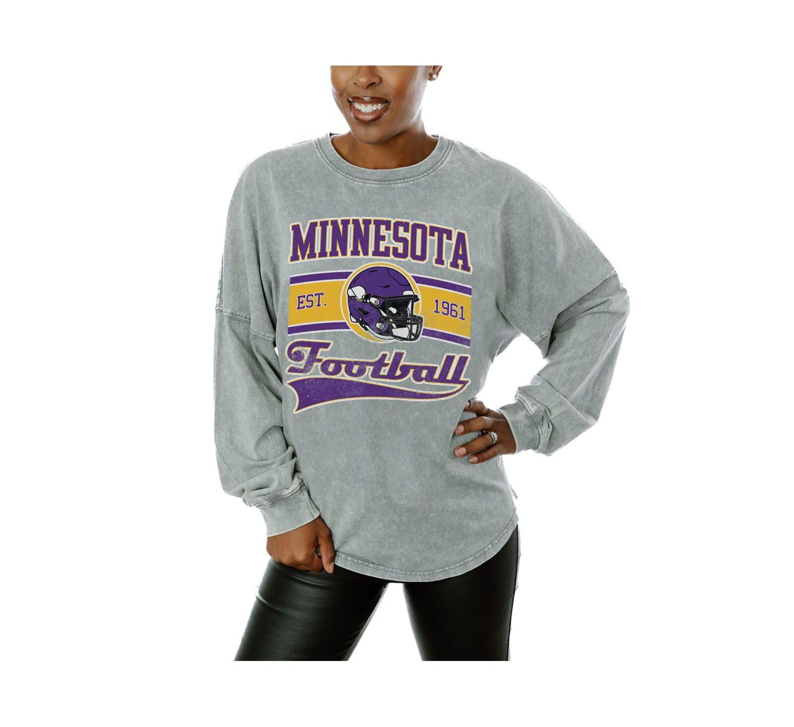 Женская футболка Gameday Couture Minnesota Vikings Snow Wash, серая, оверсайз