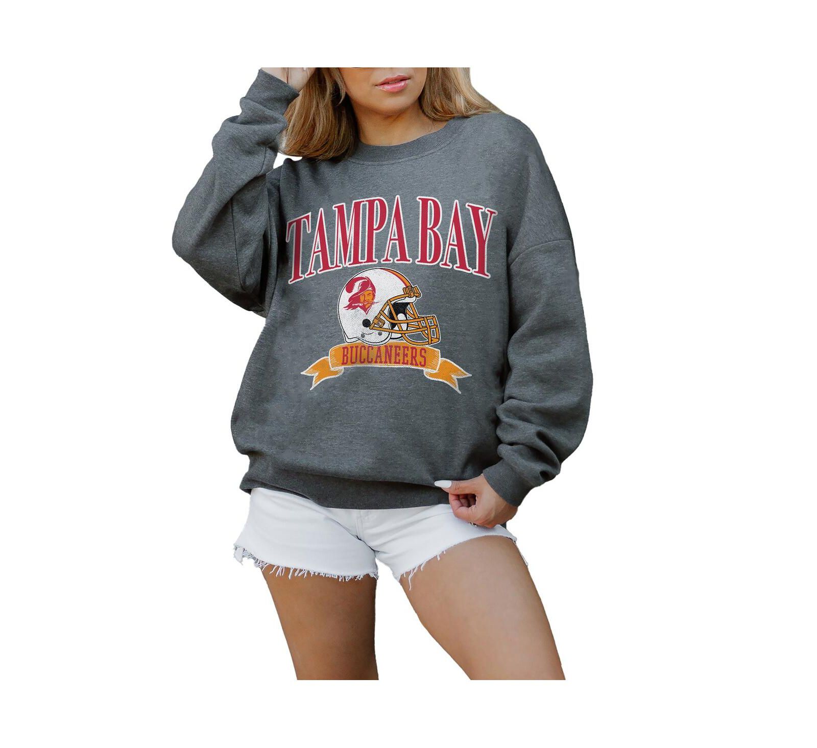 Женская свитшот-толстовка Gameday Couture Charcoal Tampa Bay Buccaneers Seal The Deal Premium Fleece Drop Shoulder Pullover