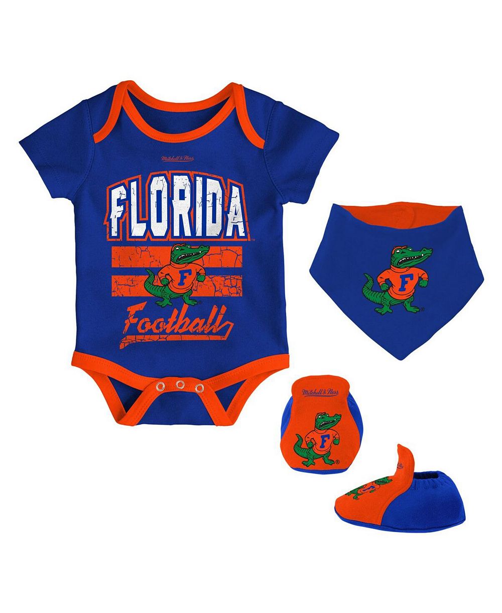 Mitchell & Ness детский комплект: боди, нагрудник и пинетки Royal Florida Gators