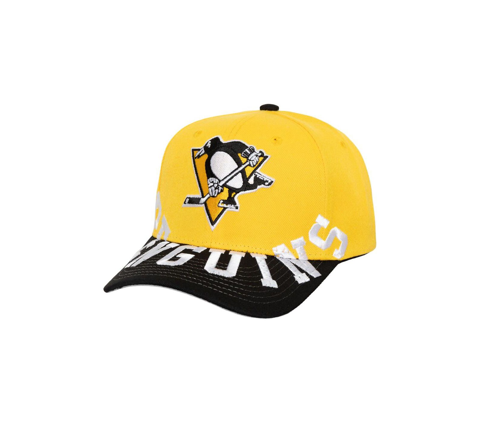 Мужская кепка Mitchell & Ness Gold/Black Pittsburgh Penguins Under Arch Two-Tone Pro Crown Snapback