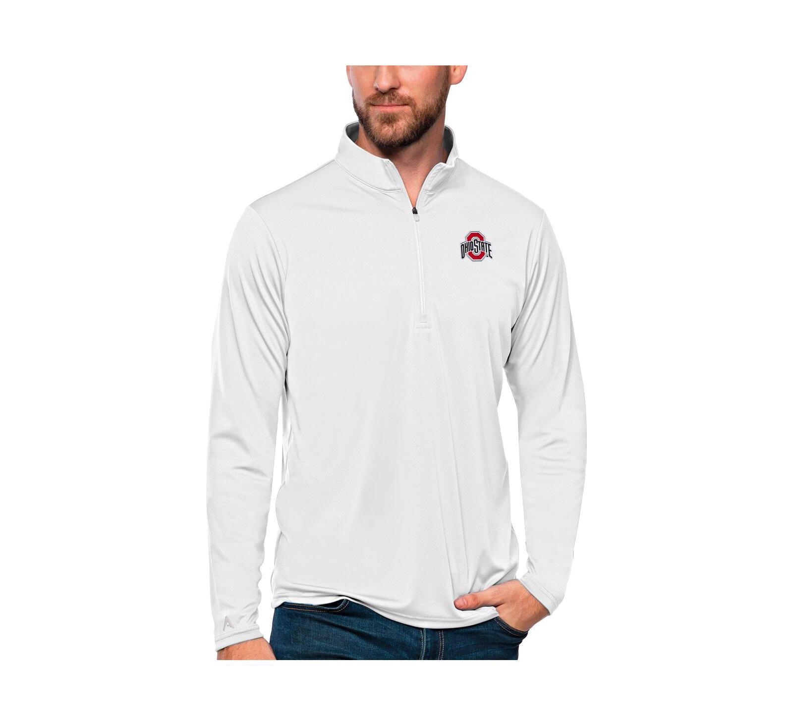 Мужская куртка Antigua White Ohio State Buckeyes Tribute Quarter-Zip Top