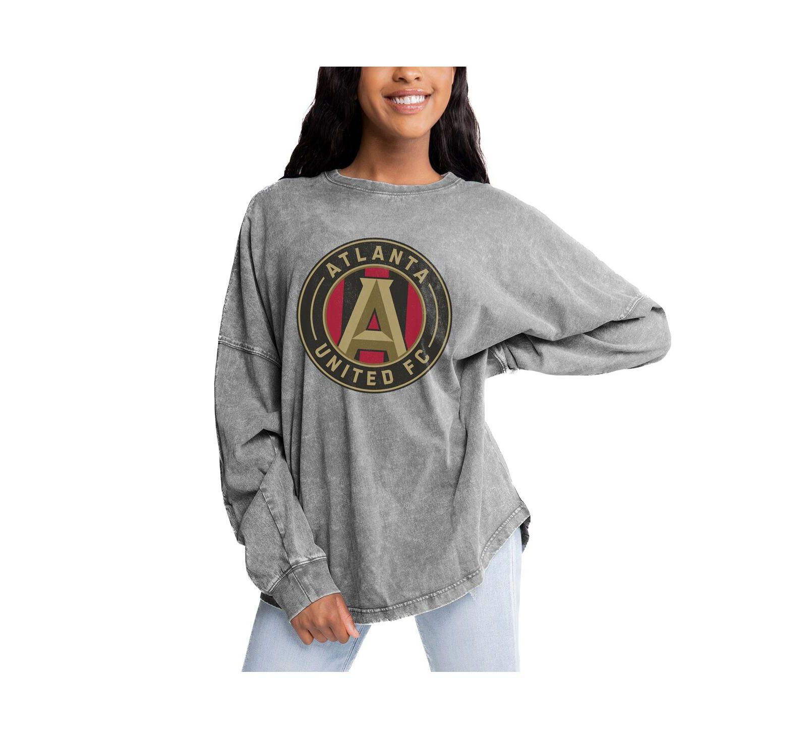 Gameday Couture Women's Gray Atlanta United FC Faded Wash Pullover Sweatshirt