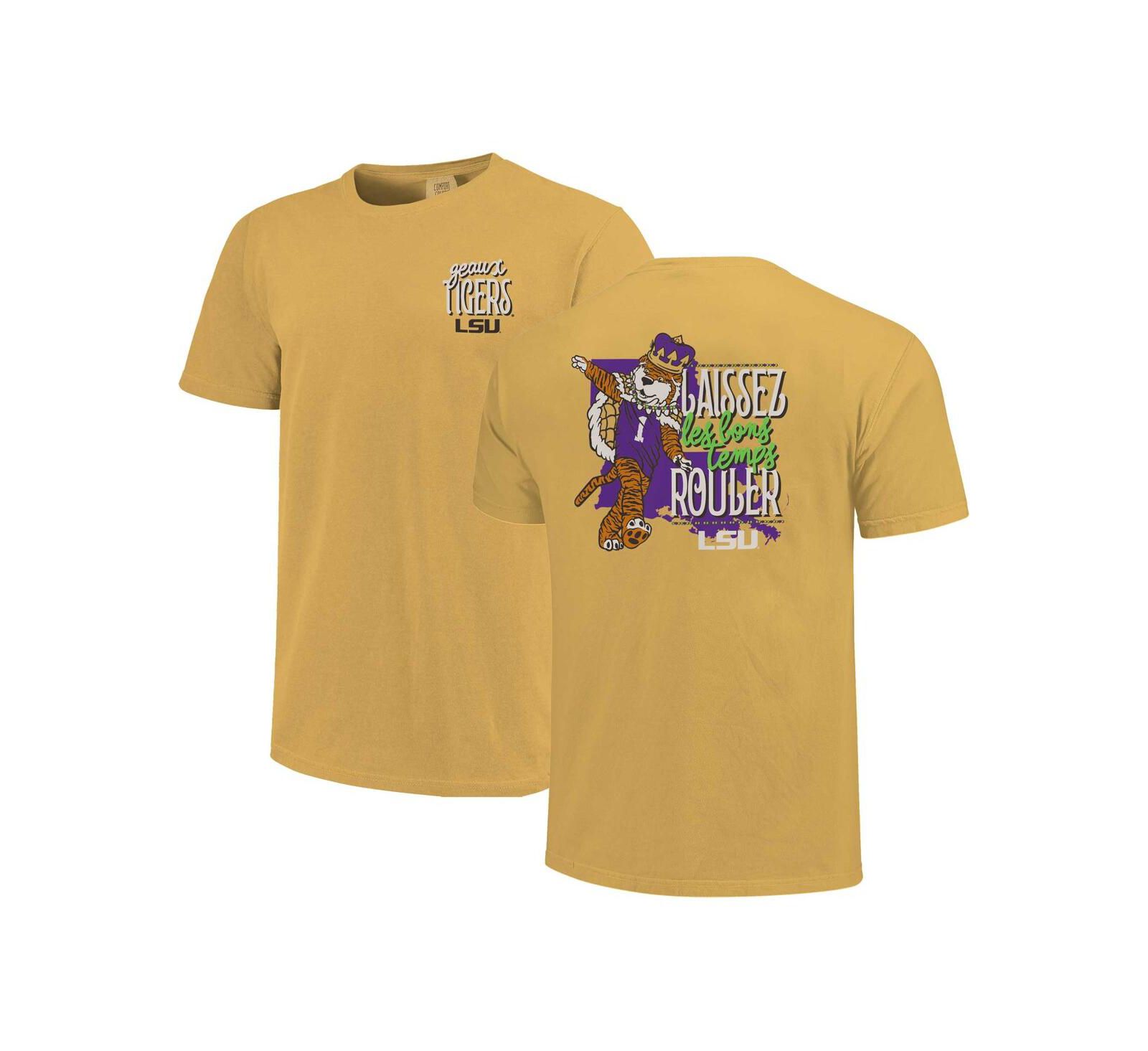 Image One мужская и женская футболка Gold LSU Tigers Mardi Gras Hyper Local Comfort Colors