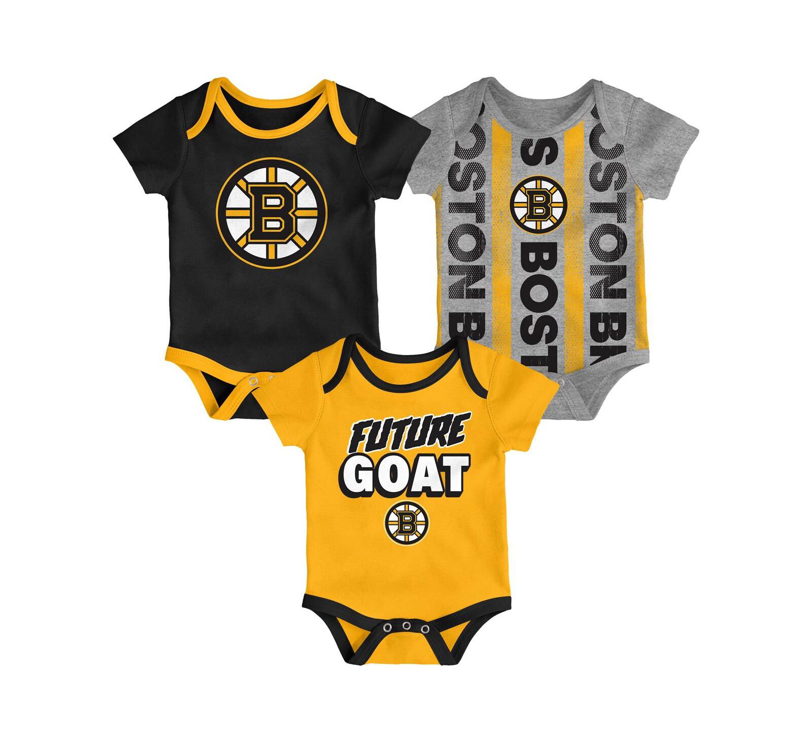 Боди Outerstuff Newborn Boston Bruins Loyal Buddies 3-Pack