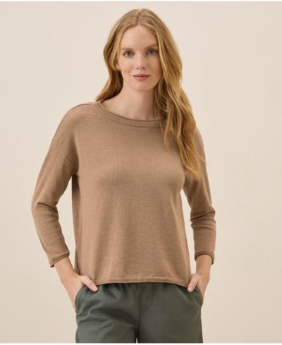 Pact Women's Organic Cotton Classic Fine Knit Wide Neck Sweater