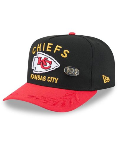 Мужская кепка New Era Black/Red Kansas City Chiefs 2025 NFL Draft A-Frame 59FIFTY