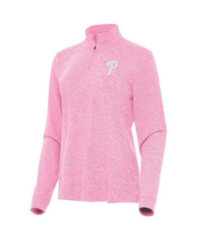 Antigua Women's Pink Philadelphia Phillies Mentor Lightweight Mock Neck Quarter-Zip Top