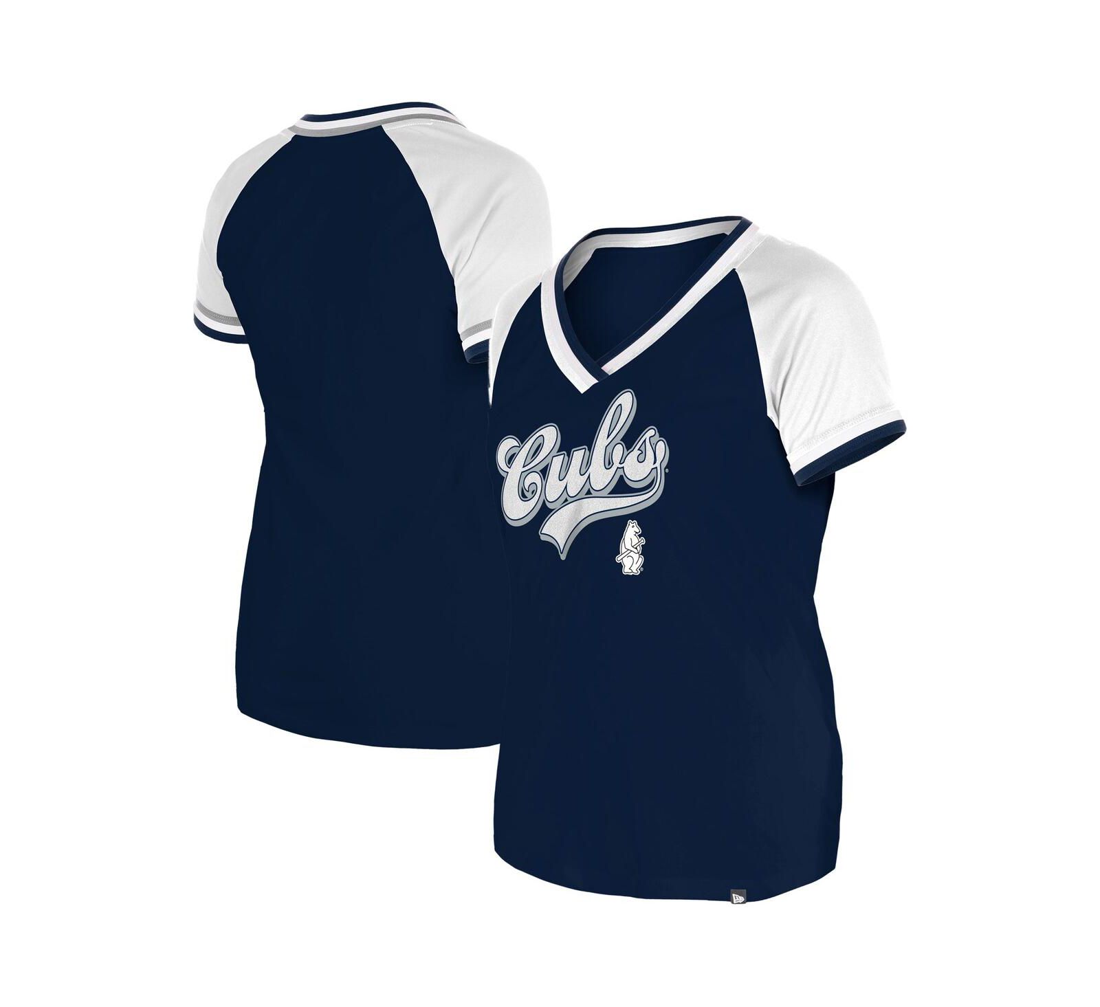 Женская футболка New Era Chicago Cubs Gameday Raglan V-Neck Navy