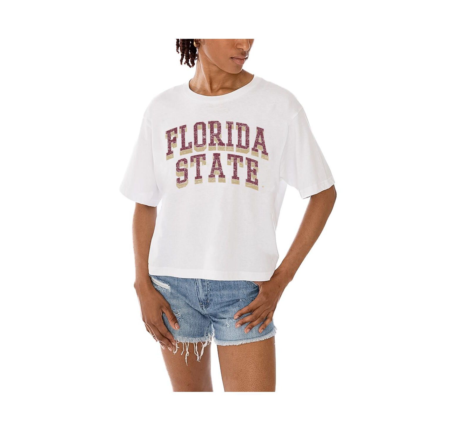 Gameday Couture Women's White Florida State Seminoles Claim To Fame Boxy Cropped T-Shirt