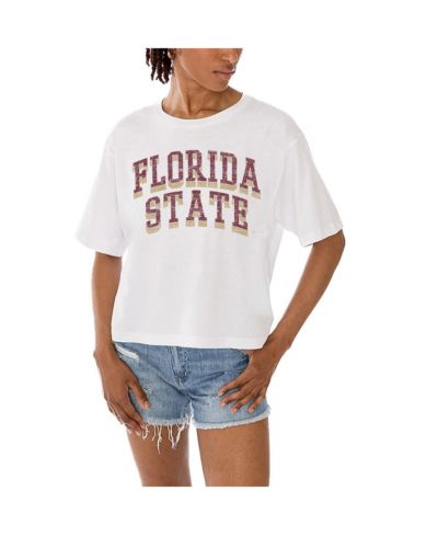 Gameday Couture Women's White Florida State Seminoles Claim To Fame Boxy Cropped T-Shirt