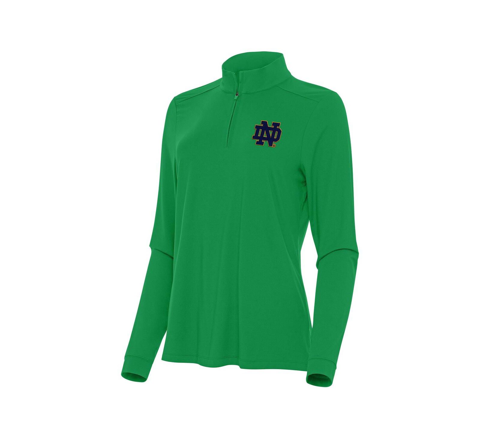 Antigua Женский топ Notre Dame Fighting Irish Intent, зеленый, с молнией