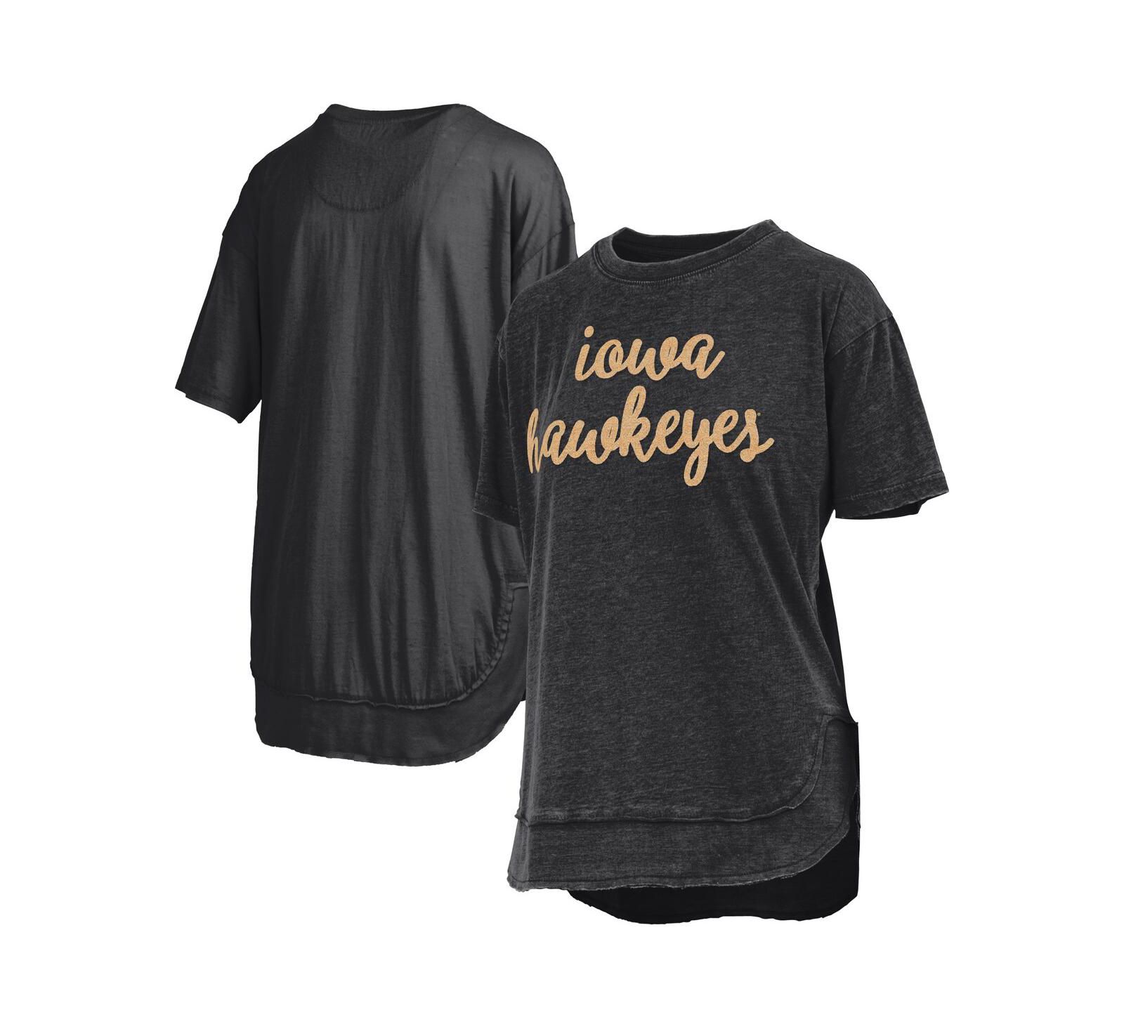 Pressbox Women's Black Iowa Hawkeyes Poncho T-Shirt
