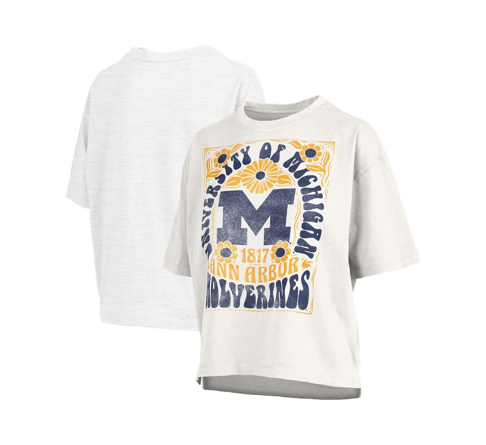 Женская футболка Pressbox Women's White Michigan Wolverines Harmony Oversized
