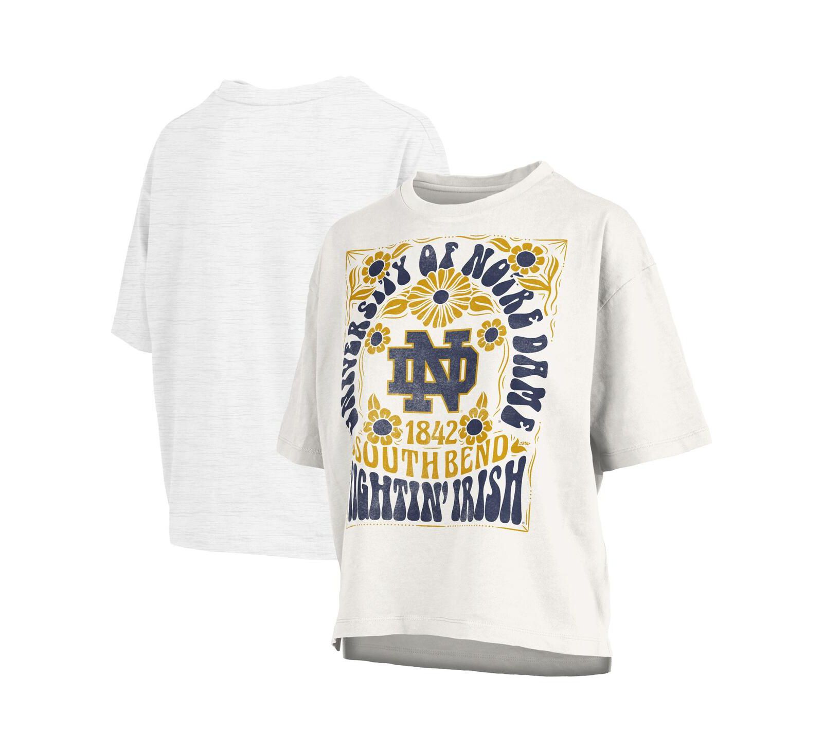 Женская футболка Pressbox белого цвета с логотипом Notre Dame Fighting Irish, оверсайз