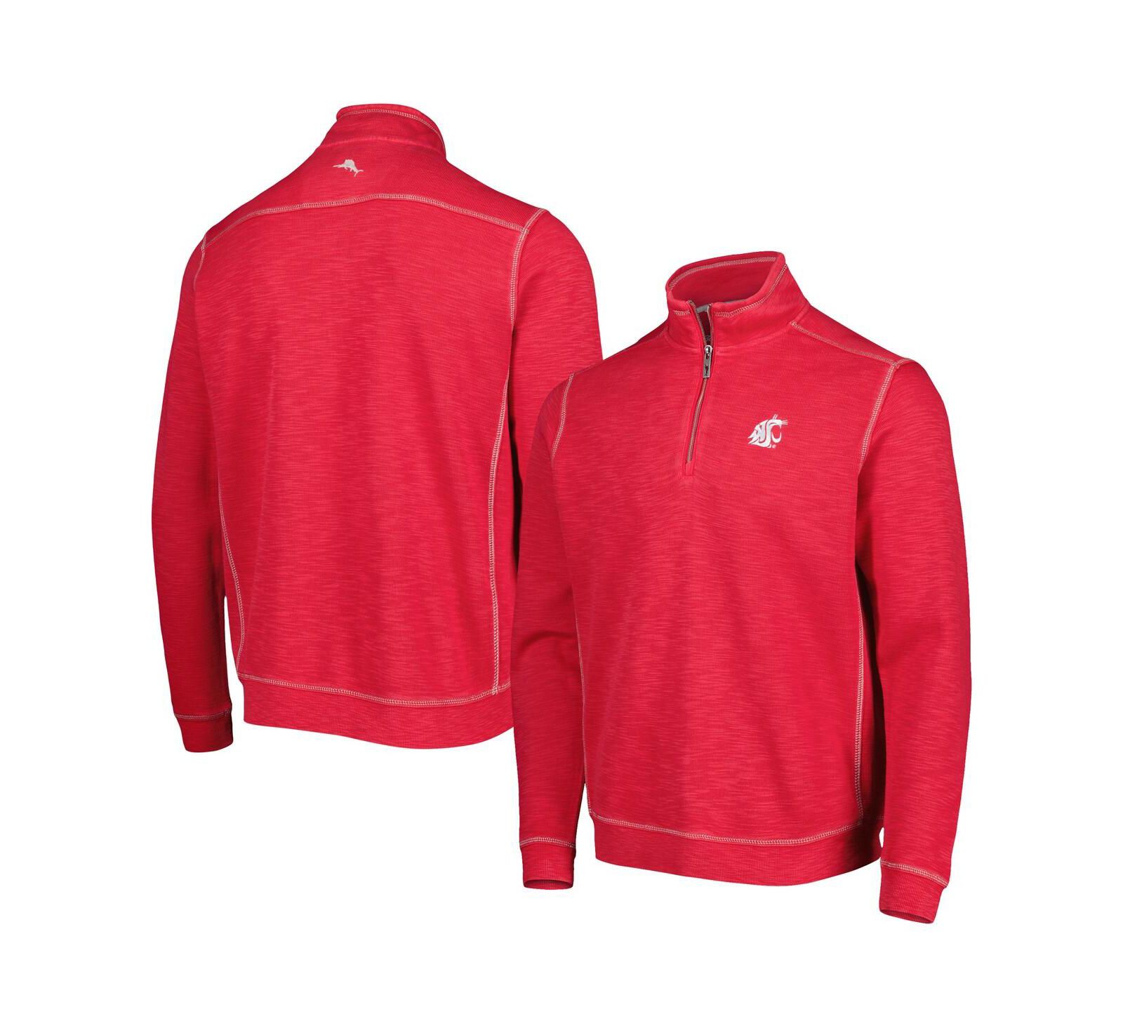 Мужская куртка Tommy Bahama Crimson Washington State Cougars Sport Tobago Bay Tri-Blend Mock Neck Half-Zip